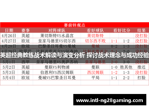 英超经典教练战术解读与演变分析 探讨战术理念与成功经验